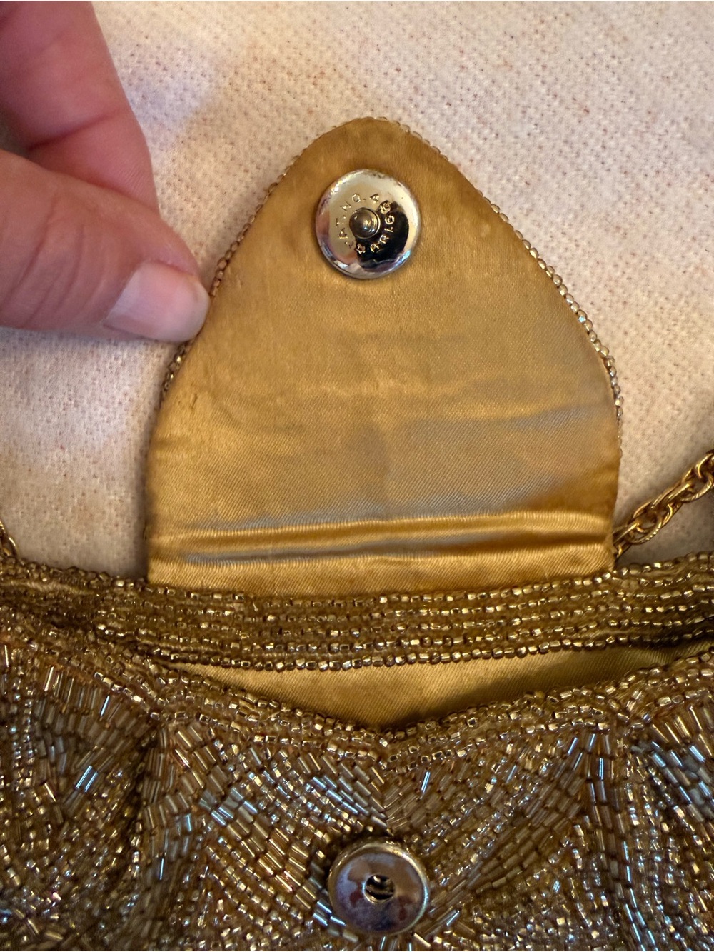 Walborg Gold Beaded Clutch with Chain Strap - Picture 10 of 13